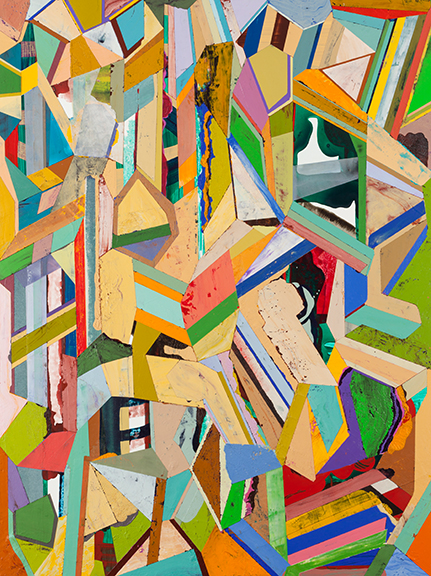 Slope Ridge Fissure, Acrylic and collage on panel, 48" x 36", 2014